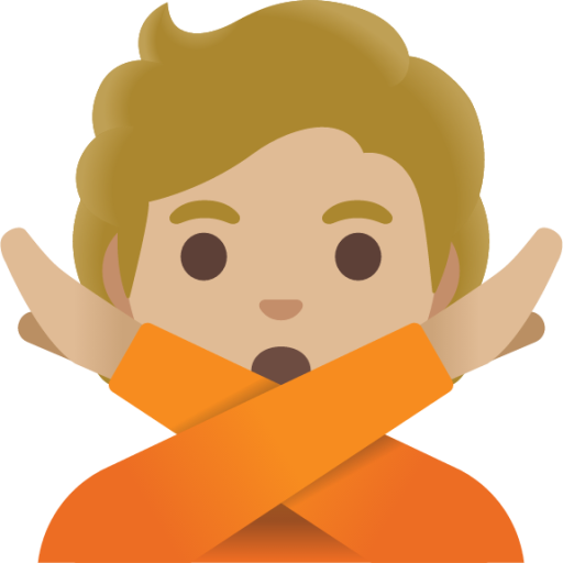 person gesturing NO: medium-light skin tone emoji