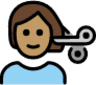 person getting haircut: medium skin tone emoji