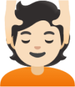 person getting massage: light skin tone emoji