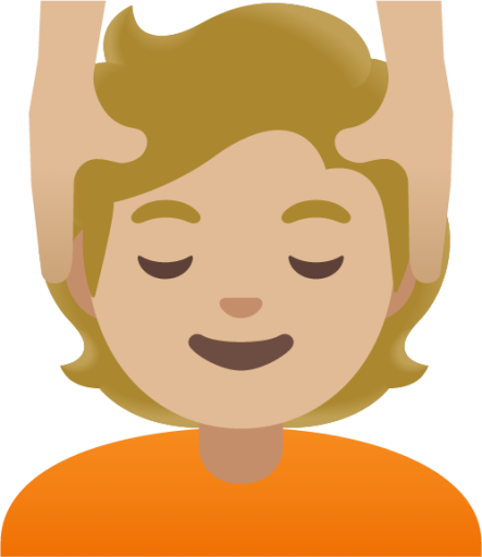 person getting massage: medium-light skin tone emoji