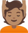 person getting massage: medium skin tone emoji