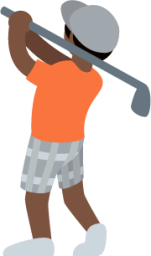 person golfing: dark skin tone emoji