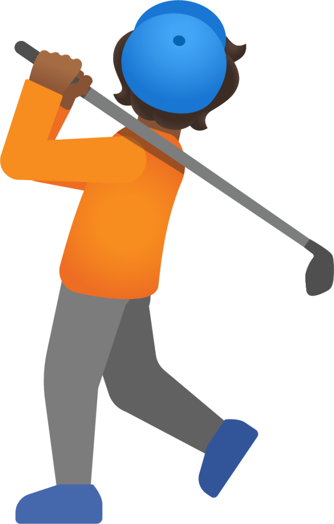 person golfing: medium-dark skin tone emoji