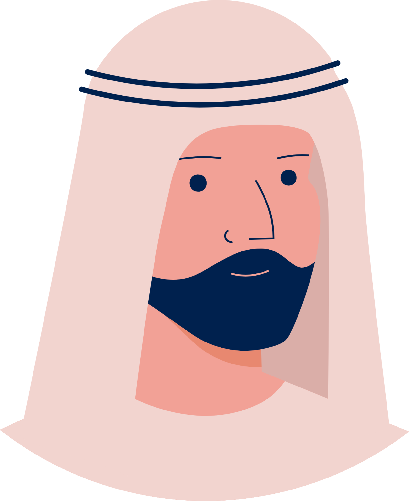 person head scarf beard illustration