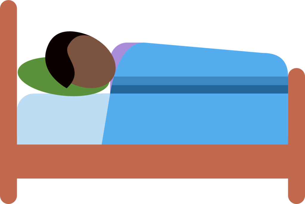 person in bed: dark skin tone emoji