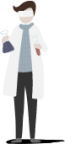 person in lab coat science illustration