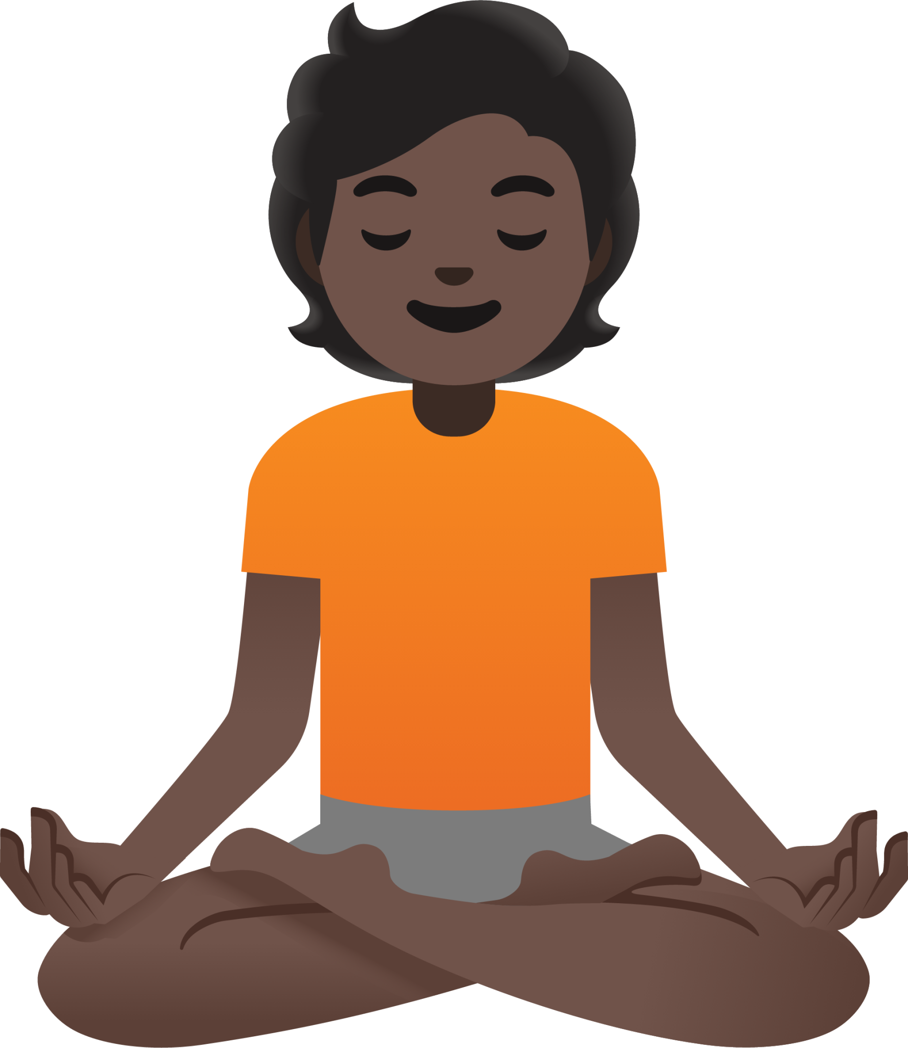 person in lotus position: dark skin tone emoji