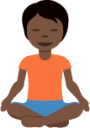 person in lotus position: dark skin tone emoji