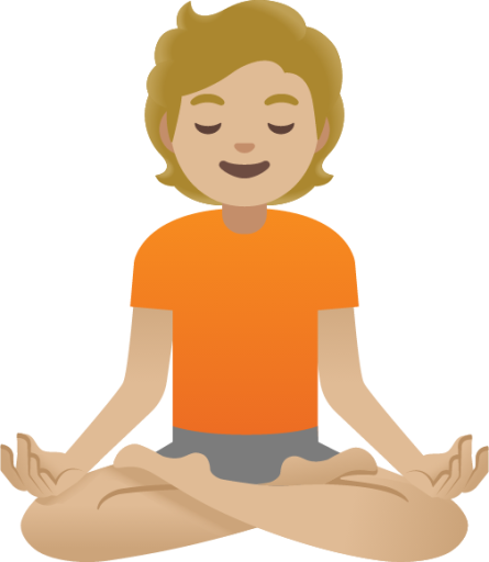 person in lotus position: medium-light skin tone emoji