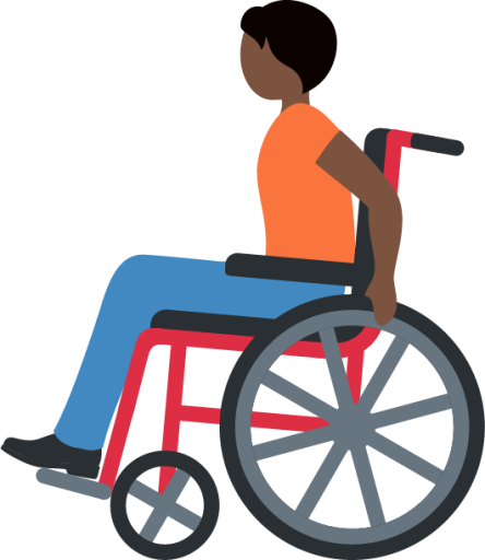 person in manual wheelchair: dark skin tone emoji