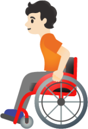 person in manual wheelchair: light skin tone emoji