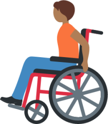 person in manual wheelchair: medium-dark skin tone emoji
