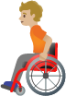 person in manual wheelchair: medium-light skin tone emoji