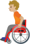 person in manual wheelchair: medium-light skin tone emoji