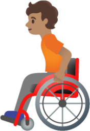 person in manual wheelchair: medium skin tone emoji