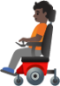person in motorized wheelchair: dark skin tone emoji