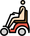 person in motorized wheelchair: light skin tone emoji