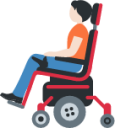 person in motorized wheelchair: light skin tone emoji