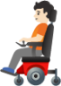 person in motorized wheelchair: light skin tone emoji