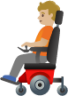 person in motorized wheelchair: medium-light skin tone emoji
