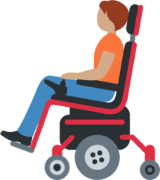 person in motorized wheelchair: medium skin tone emoji