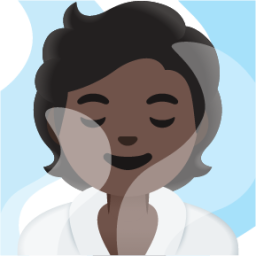 person in steamy room: dark skin tone emoji