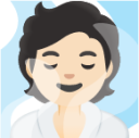 person in steamy room: light skin tone emoji