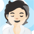 person in steamy room: light skin tone emoji