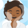 person in steamy room: medium-dark skin tone emoji
