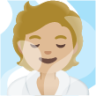 person in steamy room: medium-light skin tone emoji