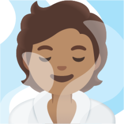 person in steamy room: medium skin tone emoji