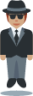 person in suit levitating: medium skin tone emoji