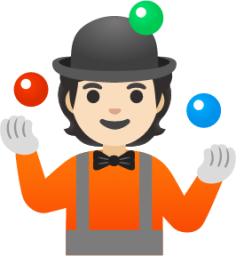 person juggling: light skin tone emoji
