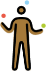 person juggling: medium-dark skin tone emoji