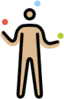 person juggling: medium-light skin tone emoji