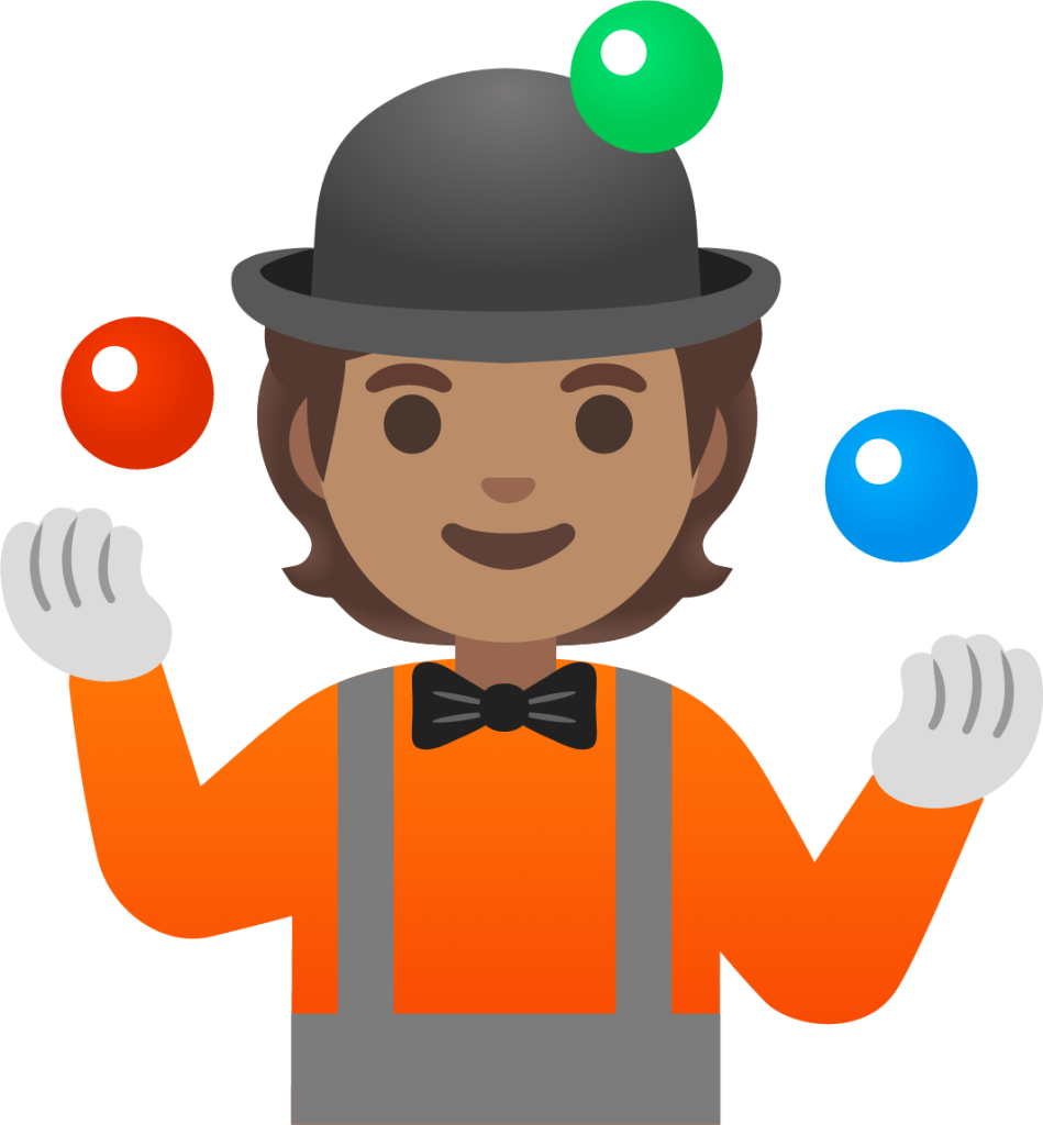person juggling: medium skin tone emoji