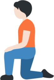 person kneeling: light skin tone emoji