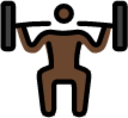 person lifting weights: dark skin tone emoji