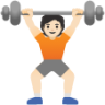 person lifting weights: light skin tone emoji