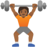 person lifting weights: medium-dark skin tone emoji