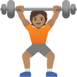 person lifting weights: medium skin tone emoji
