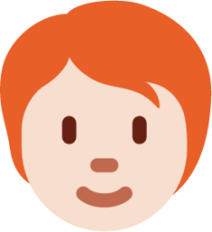 person: light skin tone, red hair emoji