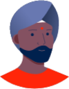 person man bindi blue illustration