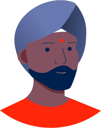 person man bindi blue illustration