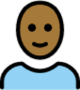 person: medium-dark skin tone, bald emoji