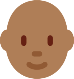 person: medium-dark skin tone, bald emoji