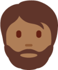 person: medium-dark skin tone, beard emoji