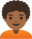 person: medium-dark skin tone, curly hair emoji