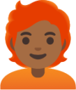 person: medium-dark skin tone, red hair emoji