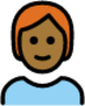 person: medium-dark skin tone, red hair emoji